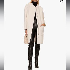 Thakoon Collective Pocket Front Coat Wool Blend Off White Womens Size Large